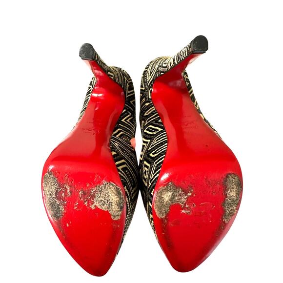 Christian Louboutin Daffodile 160 Platform Pumps Panama Black Cream 38.5 - Picture 5 of 14